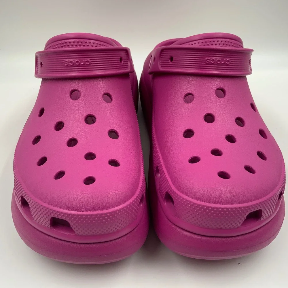 Crocs Classic Crush Clog Magenta Pink Platform Mens Sandals 207521-6QQ